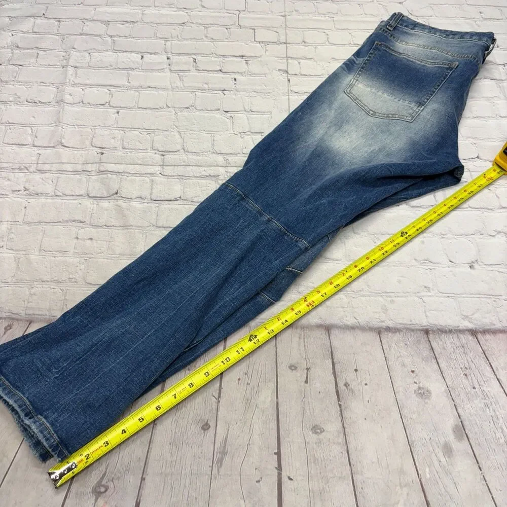 Smoke Rise Men Slim Distressed Jeans Size 38x32 Blue Denim C132 -27